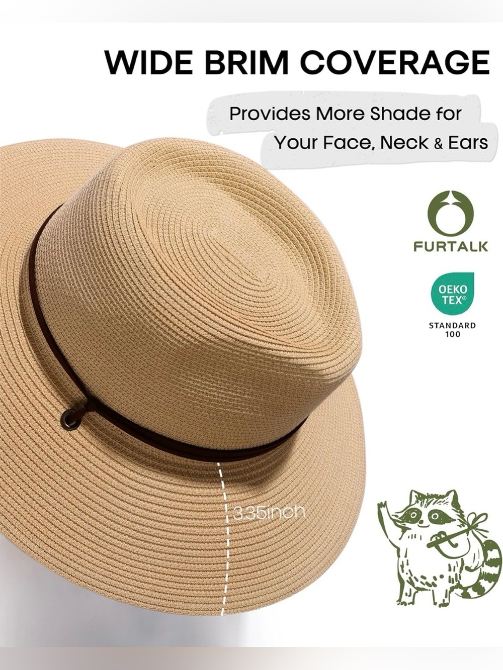 Wide Brim Tan Sun Hat with Chin Strap - Women - Picture 2 of 10